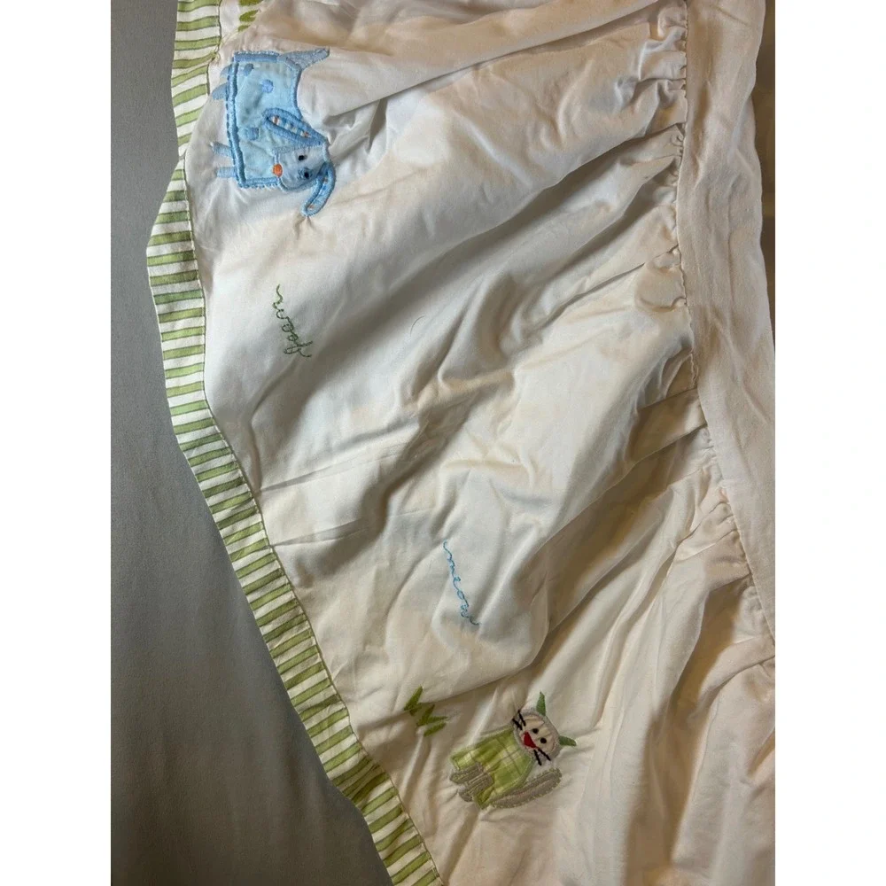 Pottery Barn Kids Farm Animal Embroidered Baby Quilt and Crib Skirt Set Cotton
